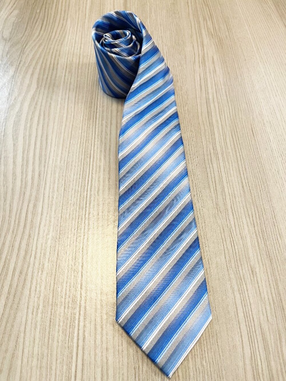 Architect Men's Blue Gray Striped Necktie Classic Business Dress Tie Office